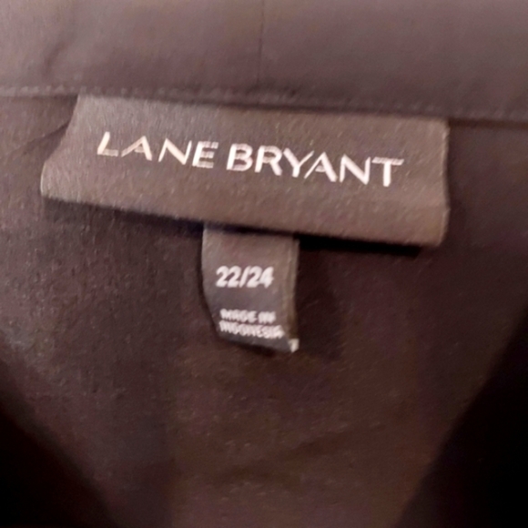 Lane BRYANT Career black button down BLOUSE NECK TIE SCARF RIBBON BOW sz 22W 24W - Picture 5 of 9